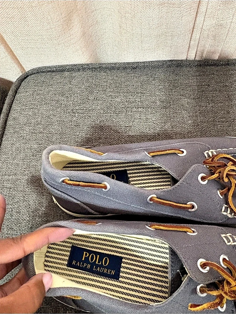Polo Ralph Lauren Sander Canvas Boat Shoes Blue & White US 9.5 D
